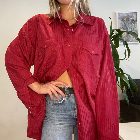 Vintage Maroon Wrangler Shirt - Picture 2 of 4